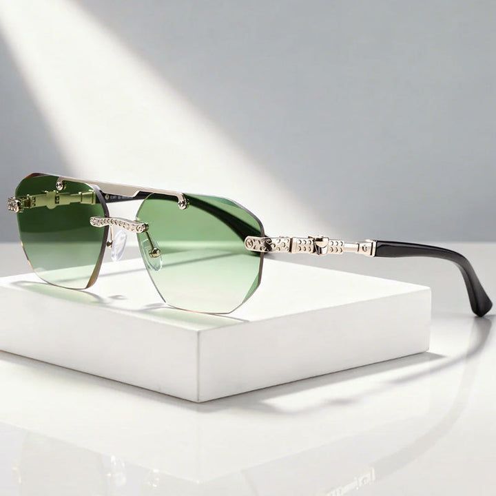 Men's Geometric Frameless Tinted Sunglasses