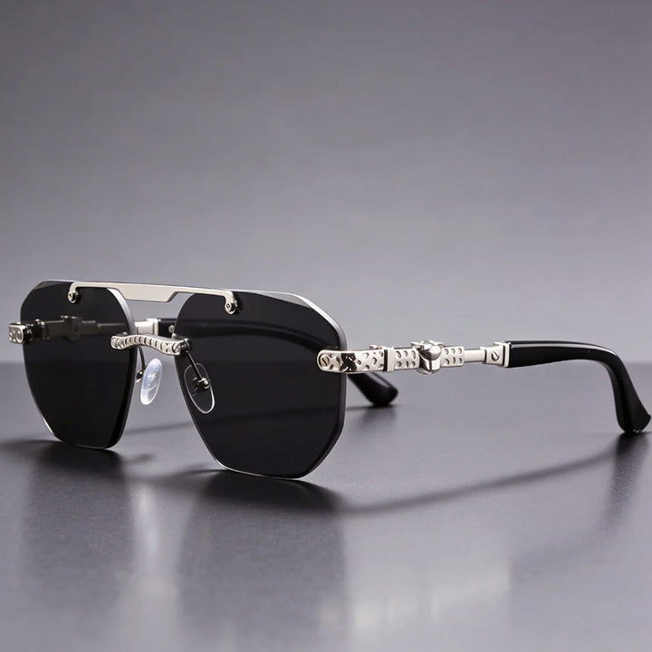Men's Geometric Frameless Tinted Sunglasses