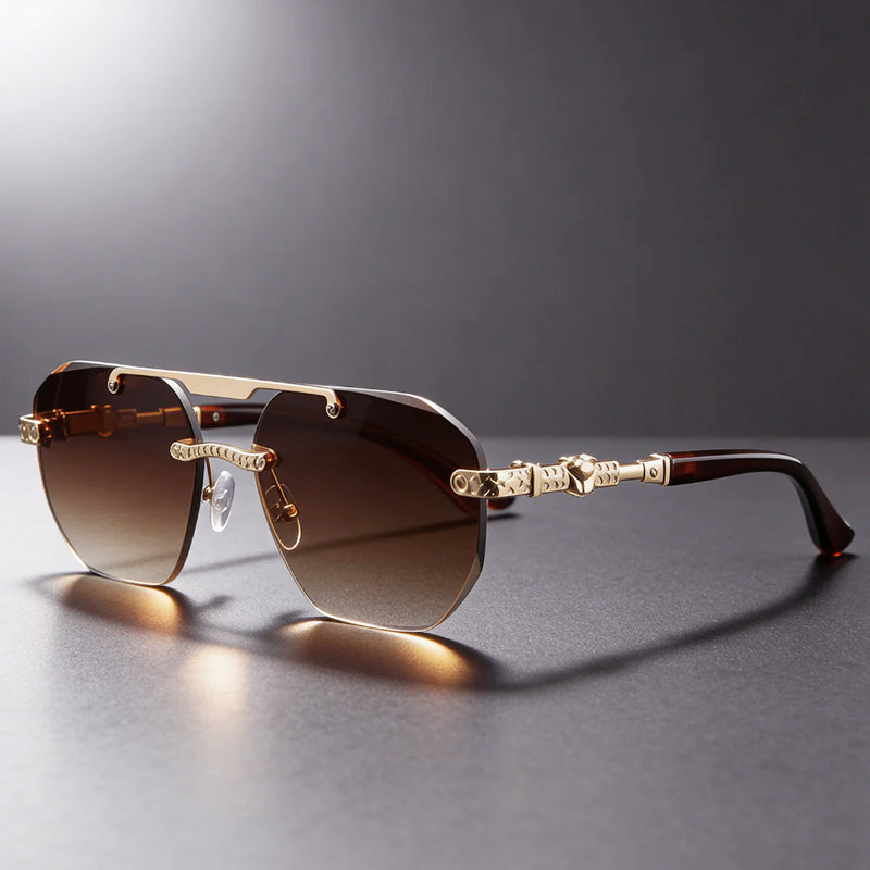 Men's Geometric Frameless Tinted Sunglasses