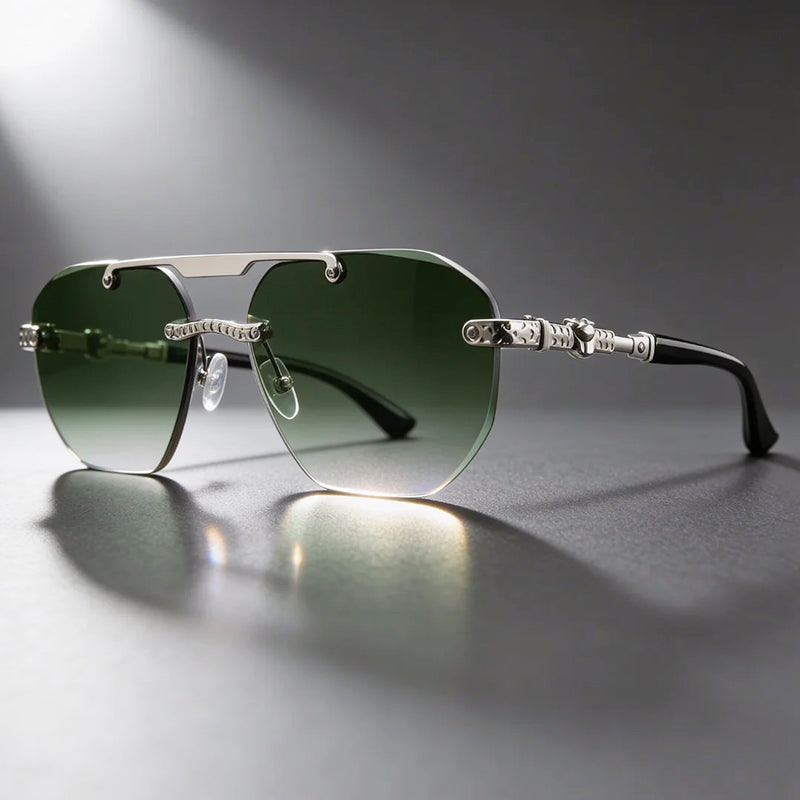 Men's Geometric Frameless Tinted Sunglasses
