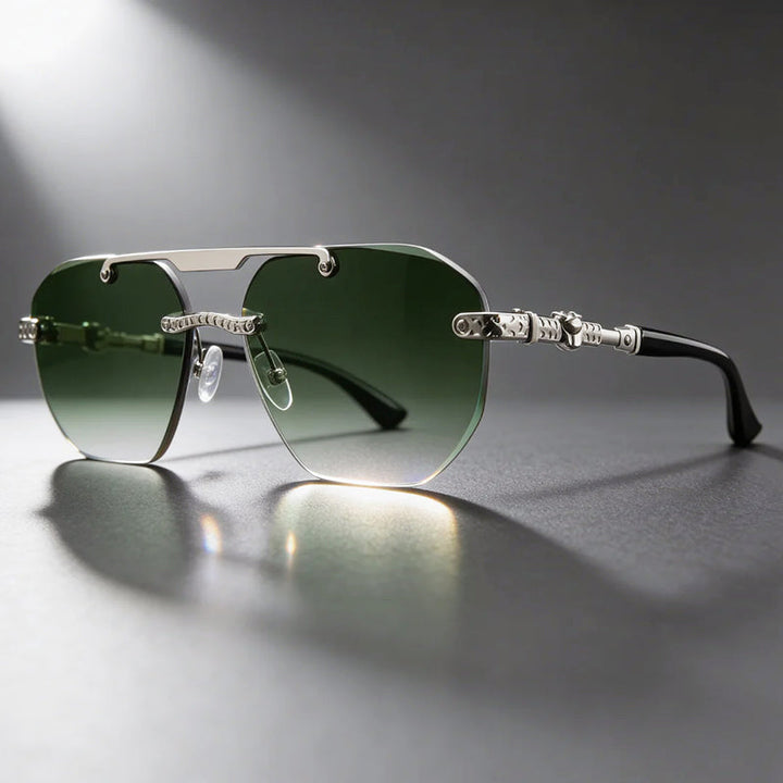 Men's Geometric Frameless Tinted Sunglasses