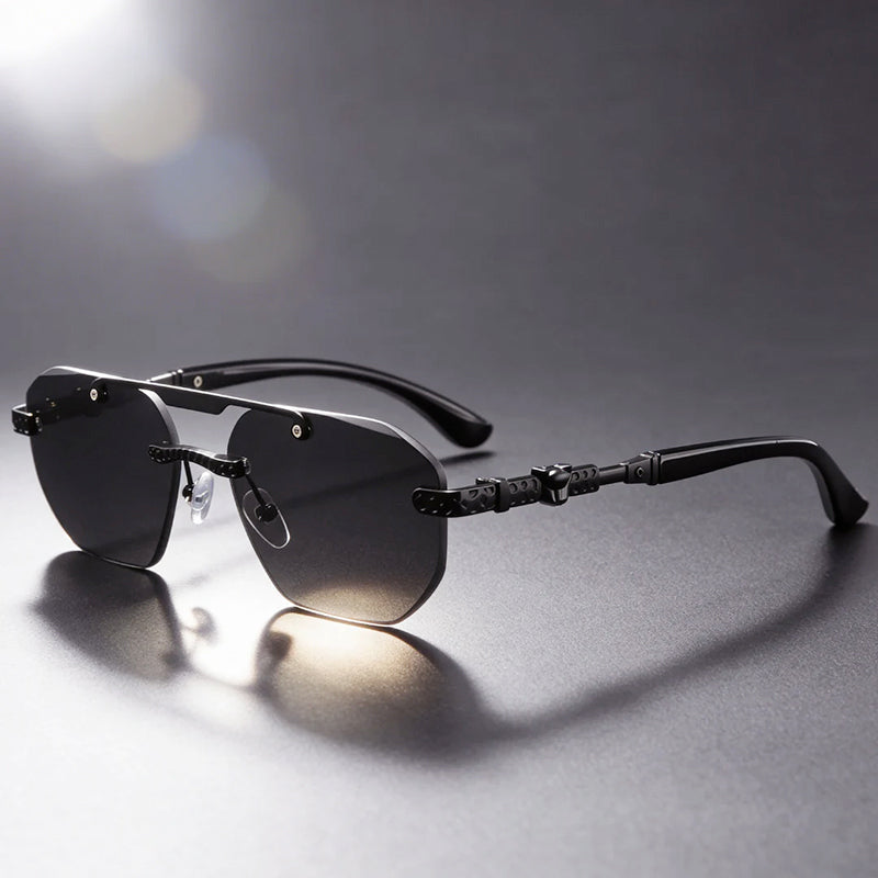 Men's Geometric Frameless Tinted Sunglasses