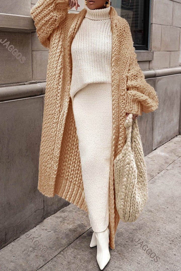 Women's Open-Front Stylish Knit Longline Cardigan