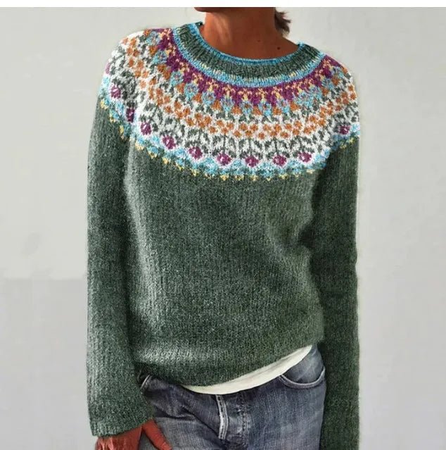Women's Retro Multi-Striped Relaxed Knit Sweater