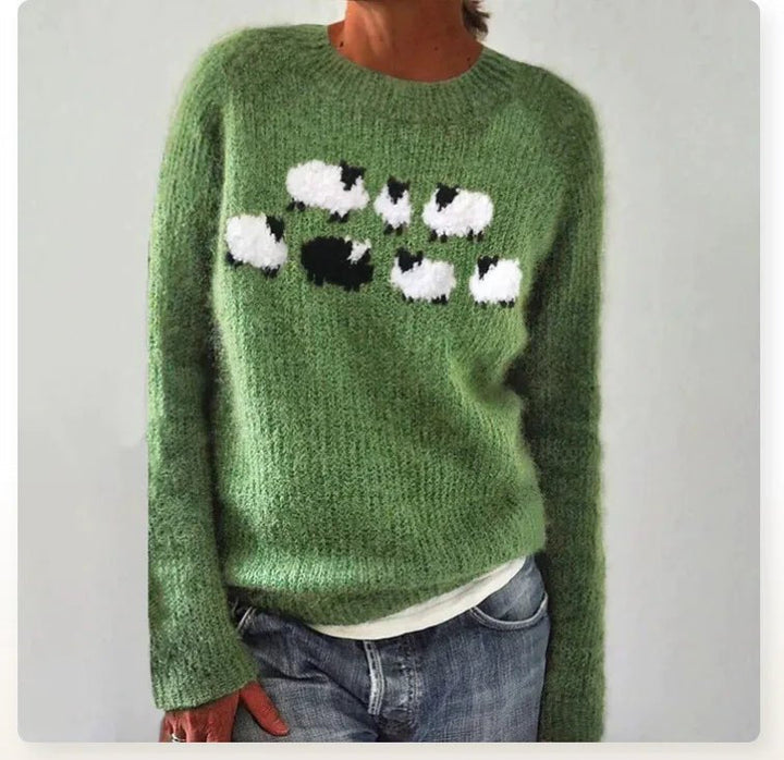 Women's Retro Multi-Striped Relaxed Knit Sweater