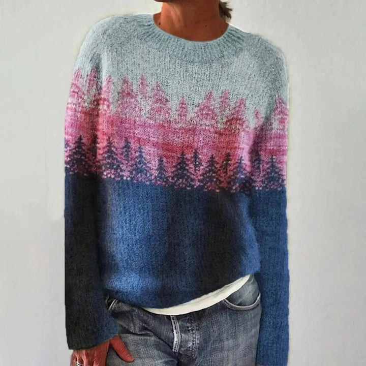 Women's Retro Multi-Striped Relaxed Knit Sweater