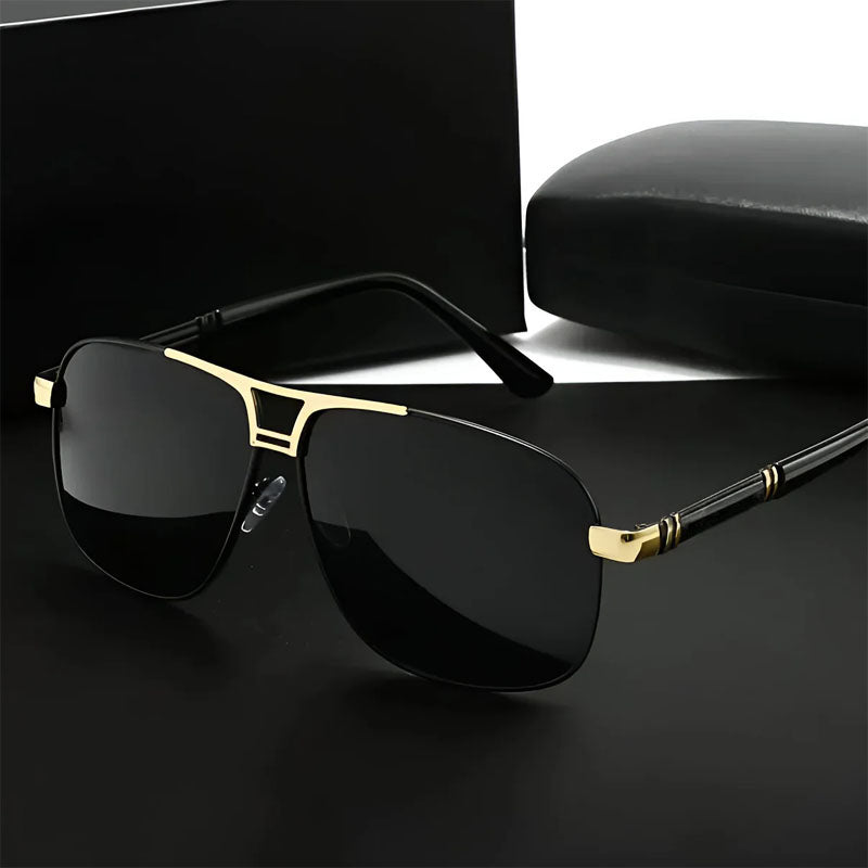 Men's Geometric Metal Aviator Sunglasses for Stylish Eye Protection