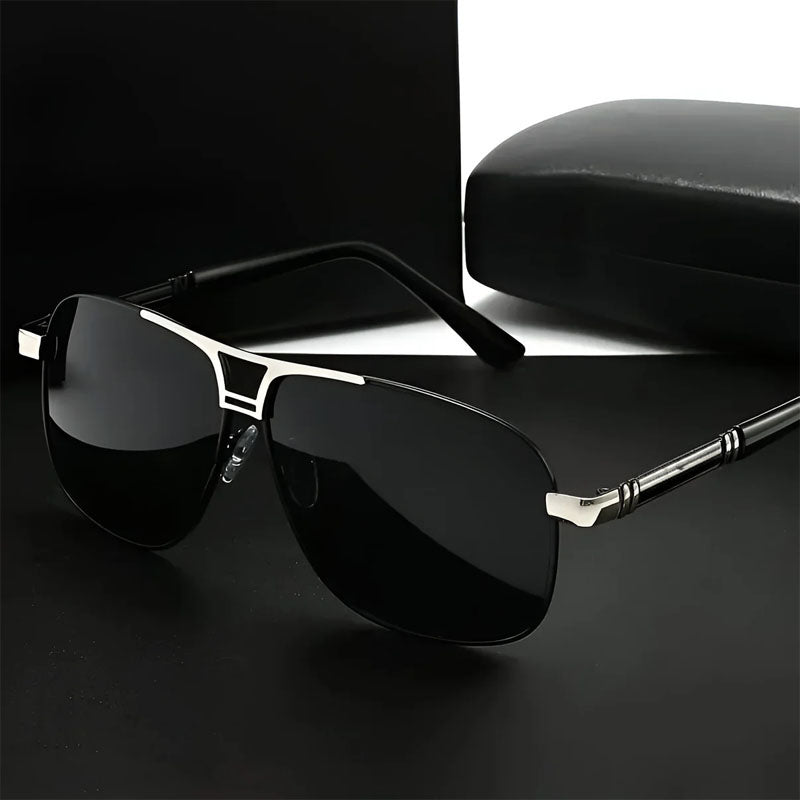Men's Geometric Metal Aviator Sunglasses for Stylish Eye Protection