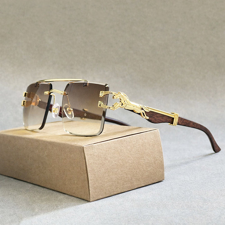 Men's Rimless Sunglasses with Sculpted Temples for Stylish Look