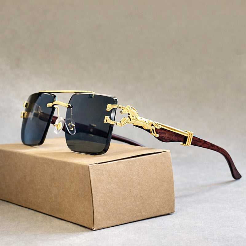 Men's Rimless Sunglasses with Sculpted Temples for Stylish Look