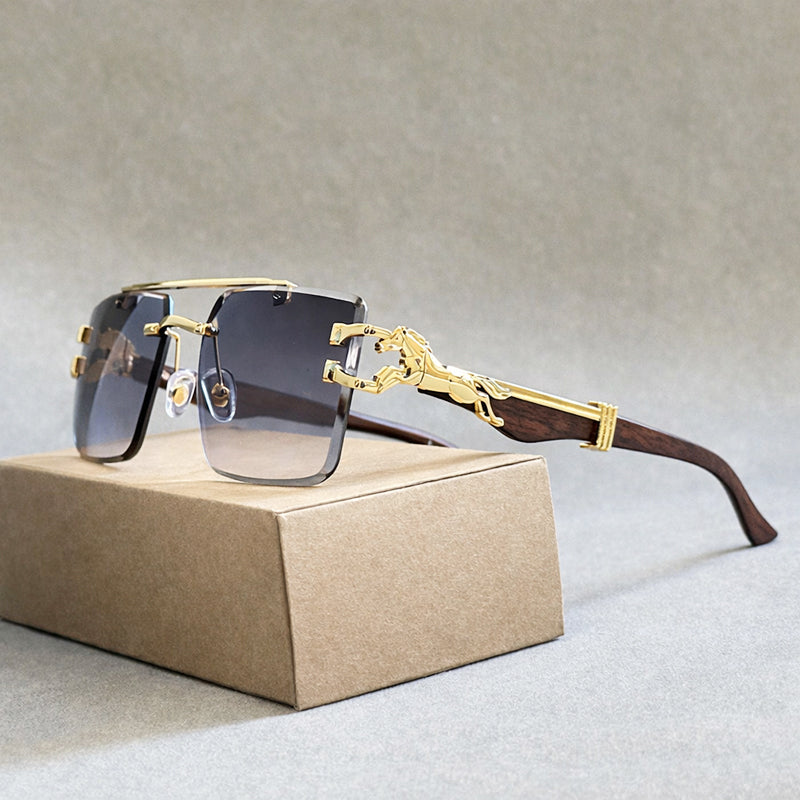 Men's Rimless Sunglasses with Sculpted Temples for Stylish Look
