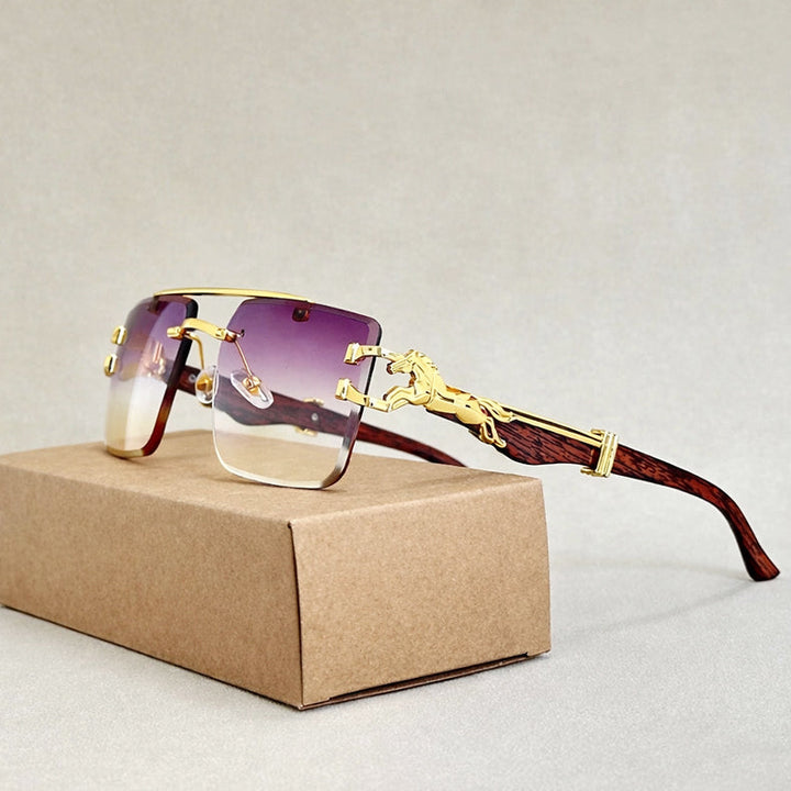 Men's Rimless Sunglasses with Sculpted Temples for Stylish Look