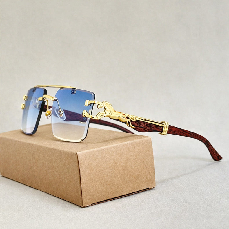 Men's Rimless Sunglasses with Sculpted Temples for Stylish Look
