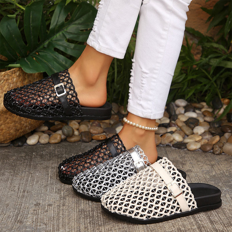 Beth | Women's Woven Mesh Buckle Slide Sandals