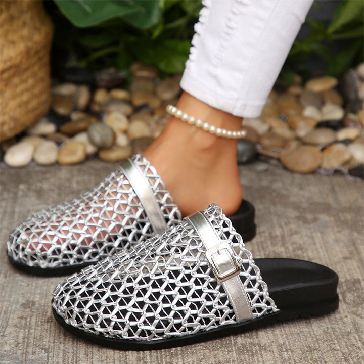 Beth | Women's Woven Mesh Buckle Slide Sandals