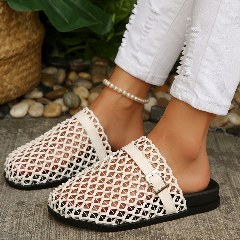 Beth | Women's Woven Mesh Buckle Slide Sandals