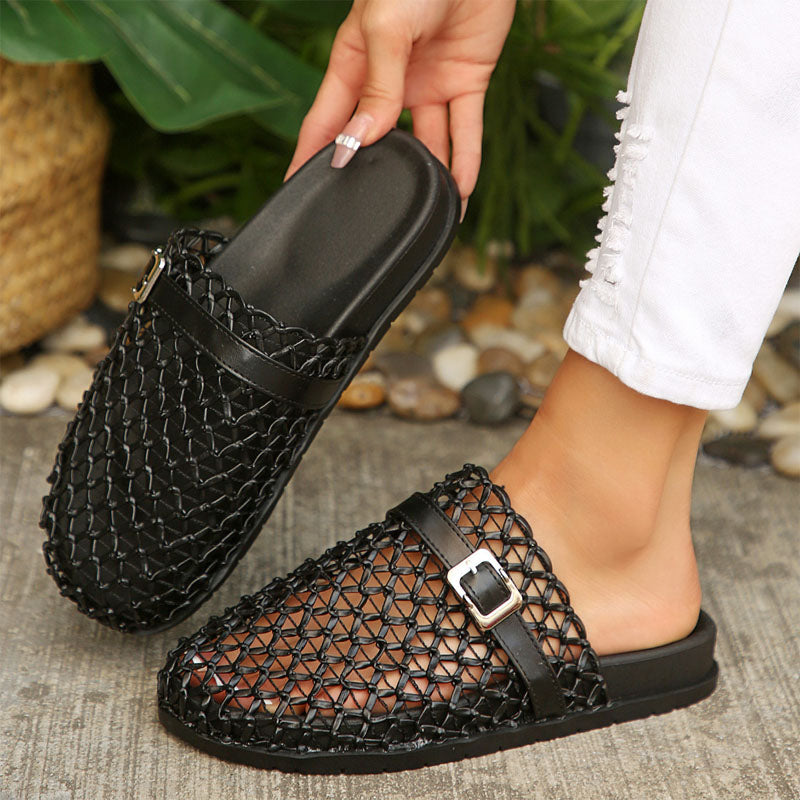 Beth | Women's Woven Mesh Buckle Slide Sandals