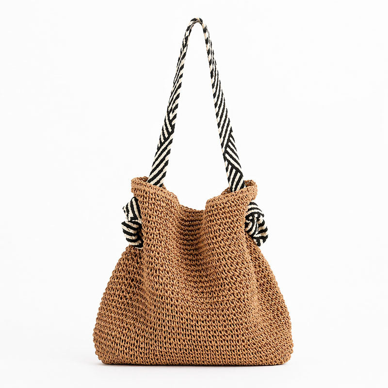 Women's Striped Woven Slouch Tote Bag
