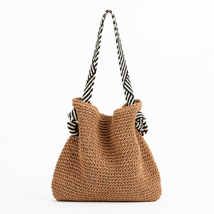 Women's Striped Woven Slouch Tote Bag