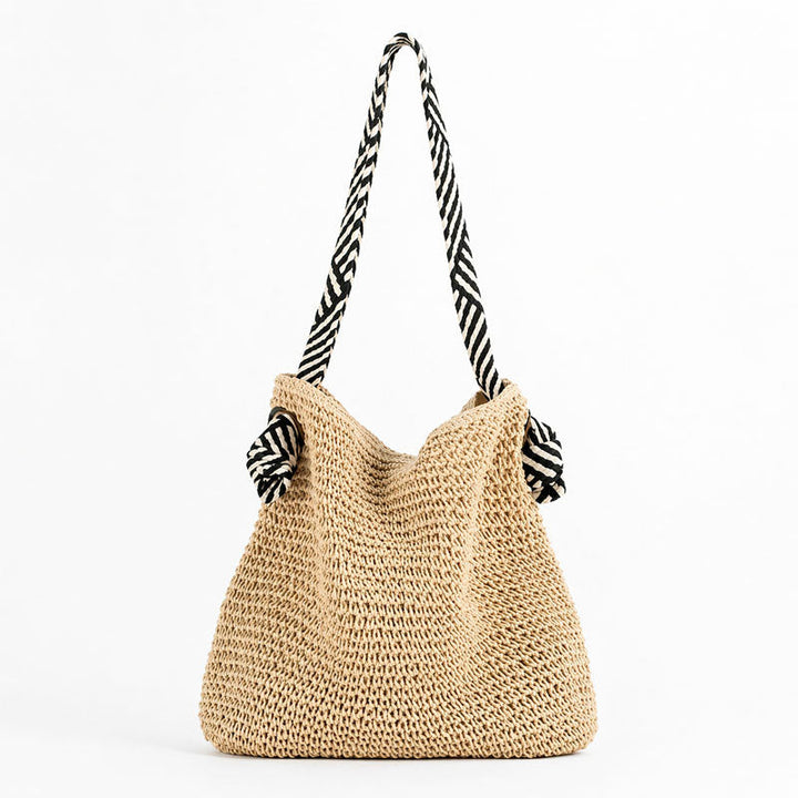 Women's Striped Woven Slouch Tote Bag