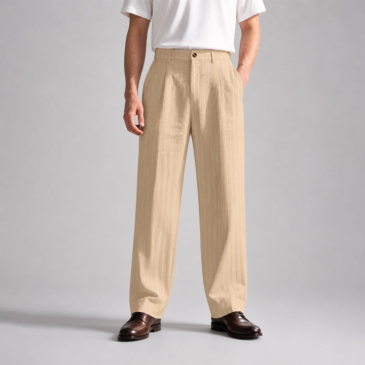 Blake | Men's Relaxed Fit Wide-Leg Striped Trousers