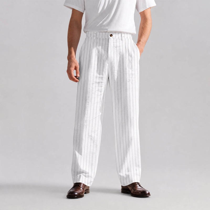 Blake | Men's Relaxed Fit Wide-Leg Striped Trousers
