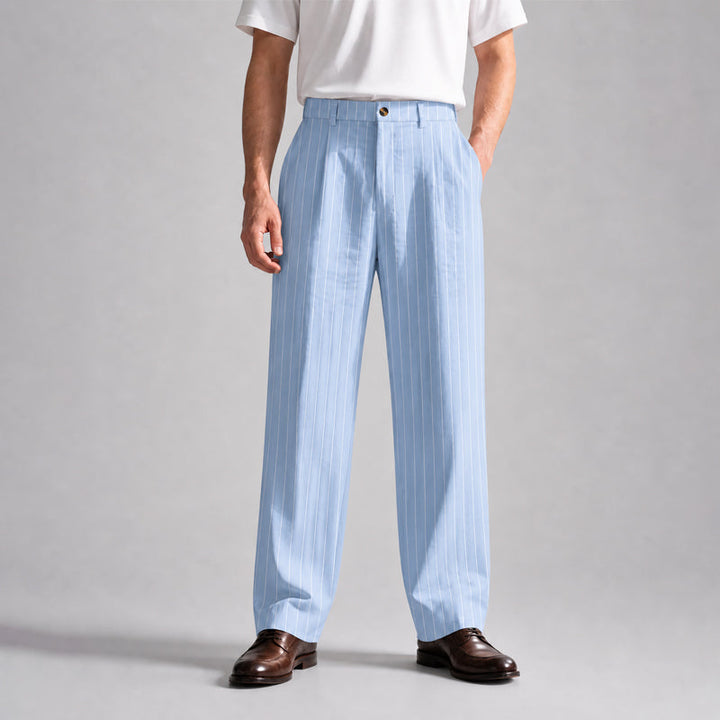 Blake | Men's Relaxed Fit Wide-Leg Striped Trousers