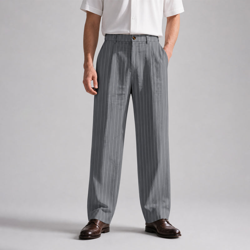 Blake | Men's Relaxed Fit Wide-Leg Striped Trousers