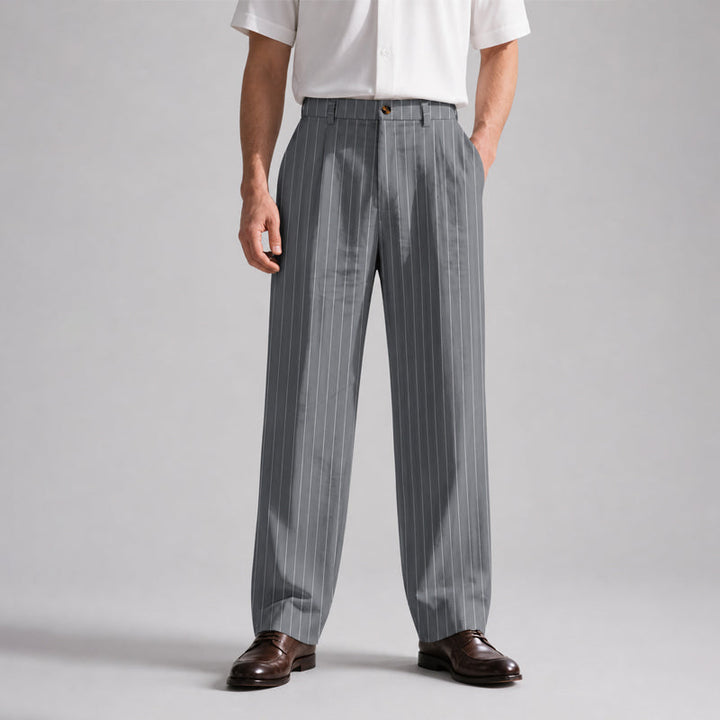 Blake | Men's Relaxed Fit Wide-Leg Striped Trousers