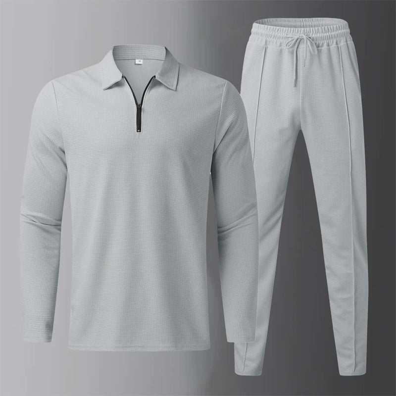 Blake | Men's Zipper Collar Long-Sleeve Shirt and Jogger Set