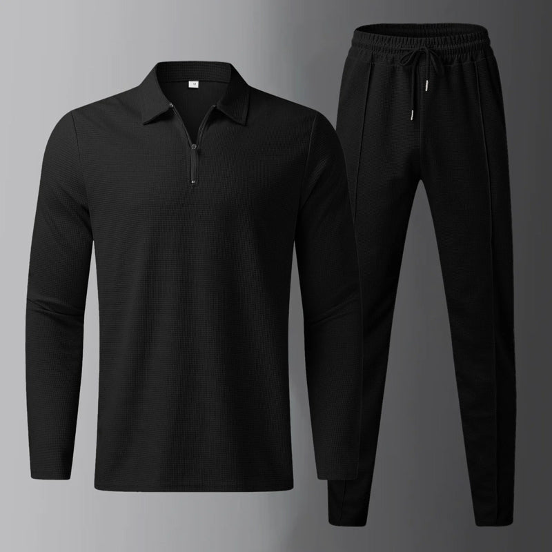 Blake | Men's Zipper Collar Long-Sleeve Shirt and Jogger Set