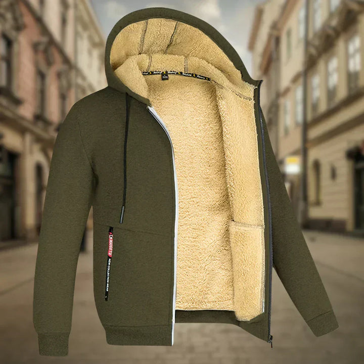 Men's Sherpa-Lined Full-Zip Hooded Winter Sweatshirt Jacket
