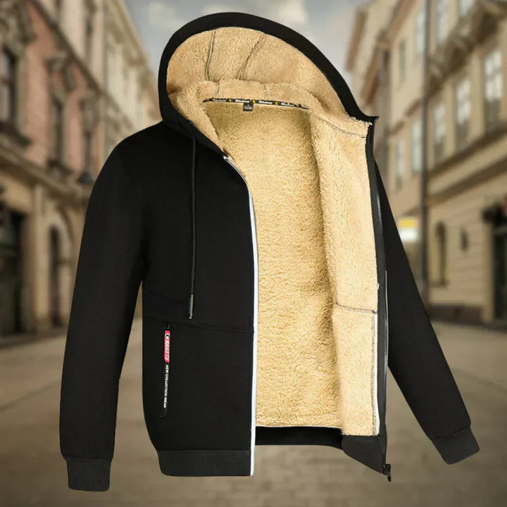 Men's Sherpa-Lined Full-Zip Hooded Winter Sweatshirt Jacket