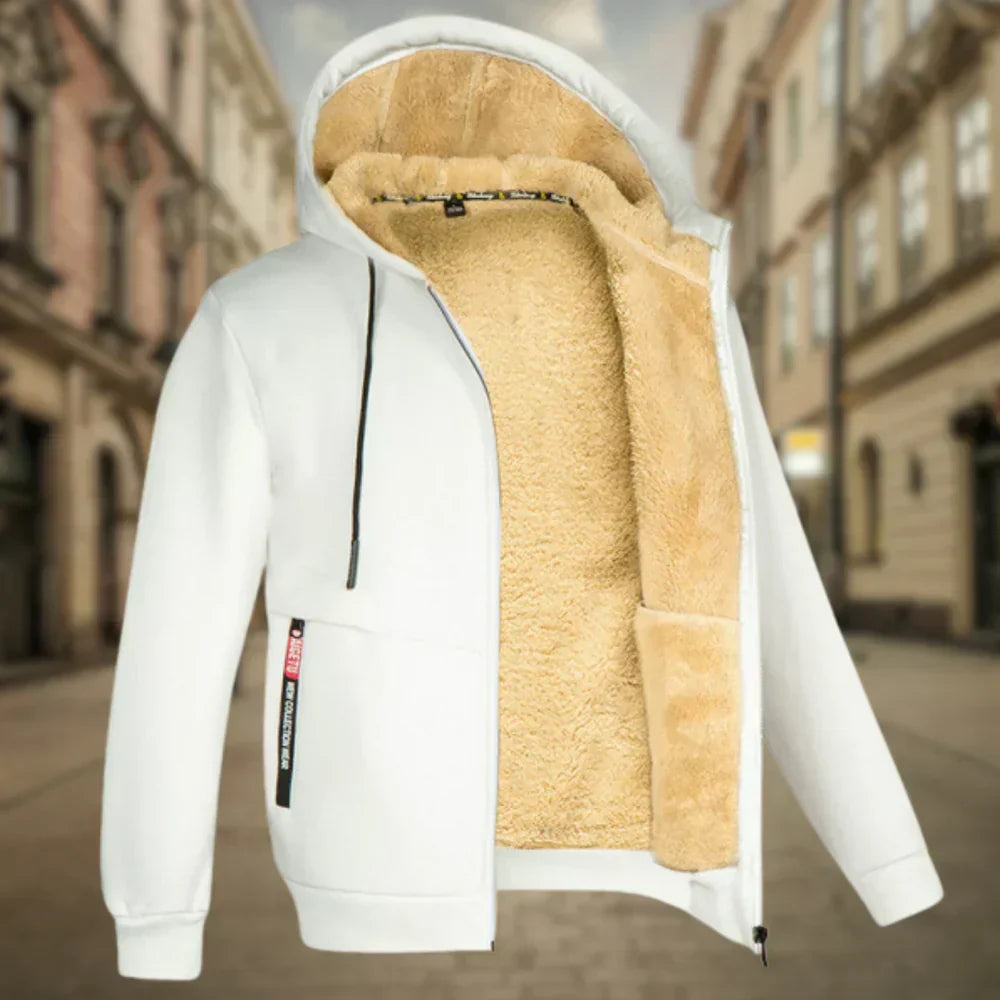 Men's Sherpa-Lined Full-Zip Hooded Winter Sweatshirt Jacket