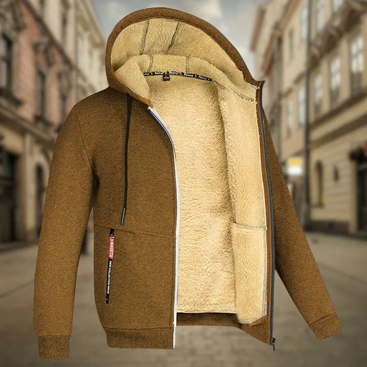 Men's Sherpa-Lined Full-Zip Hooded Winter Sweatshirt Jacket