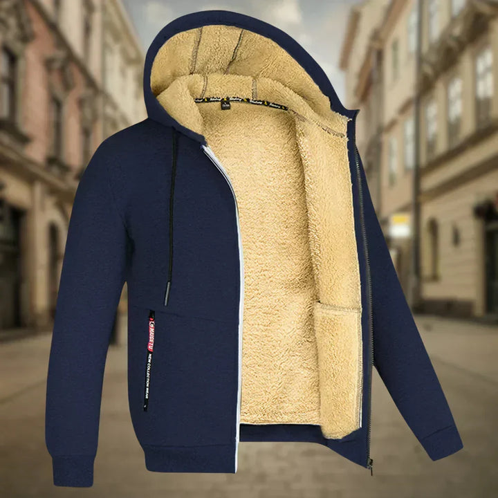 Men's Sherpa-Lined Full-Zip Hooded Winter Sweatshirt Jacket