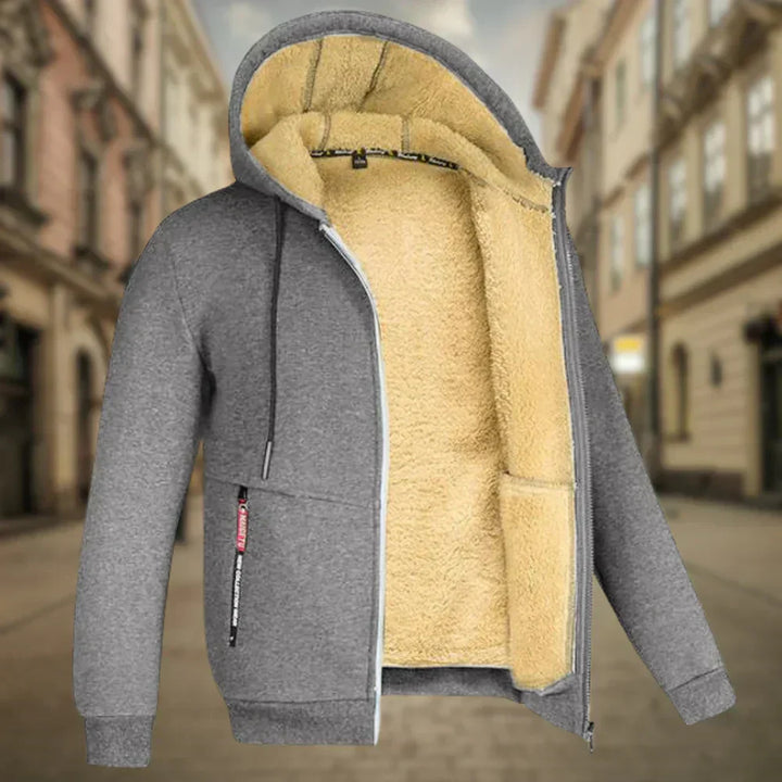 Men's Sherpa-Lined Full-Zip Hooded Winter Sweatshirt Jacket
