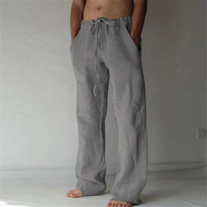 Brandon | Men's Linen Wide-Leg Drawstring Trousers