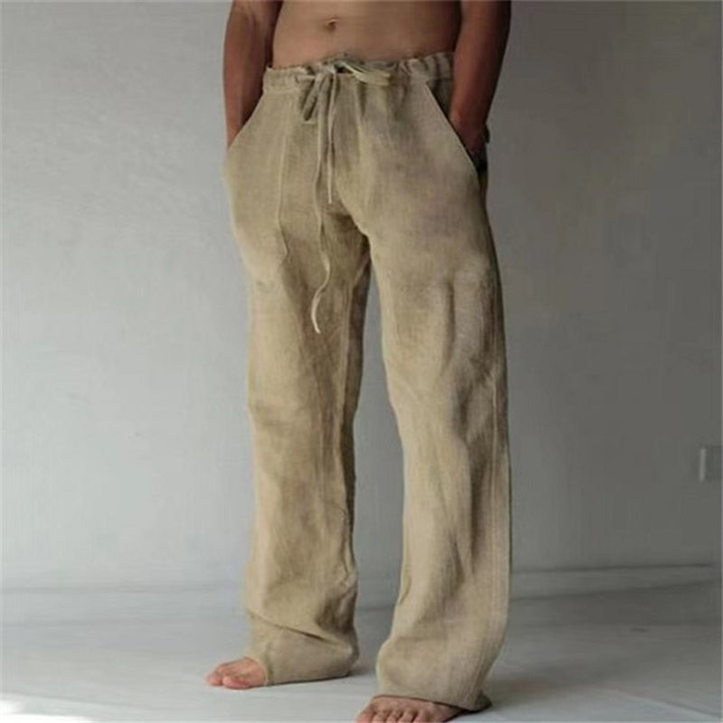 Brandon | Men's Linen Wide-Leg Drawstring Trousers
