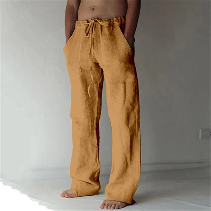 Brandon | Men's Linen Wide-Leg Drawstring Trousers