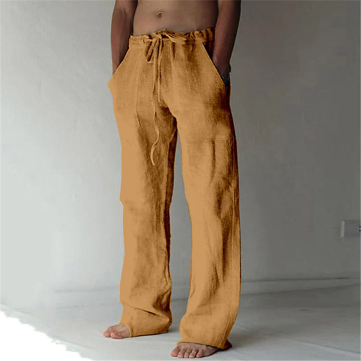 Brandon | Men's Linen Wide-Leg Drawstring Trousers