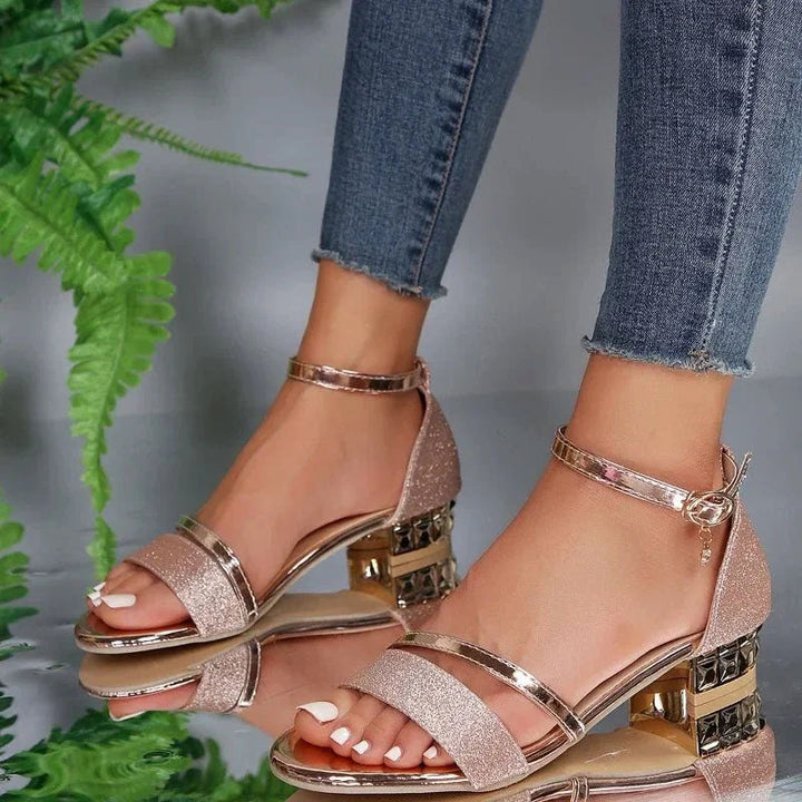 Brielle | Women's Glitter Strap Ankle Heels Sandals