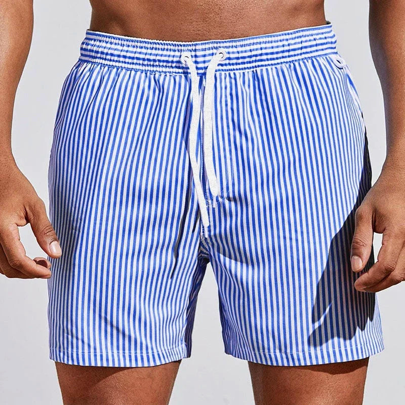 Brody | Men's Classic Striped Elastic Waist Swim Trunks