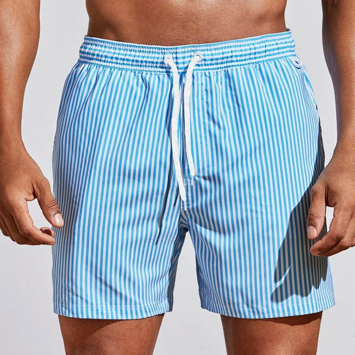 Brody | Men's Classic Striped Elastic Waist Swim Trunks