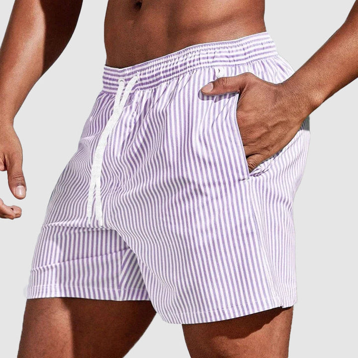 Brody | Men's Classic Striped Elastic Waist Swim Trunks