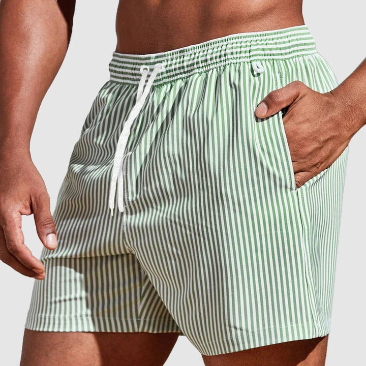 Brody | Men's Classic Striped Elastic Waist Swim Trunks