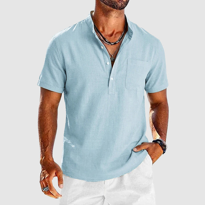 Caleb | Men's Classic Short Sleeve Henley Shirt with Pocket