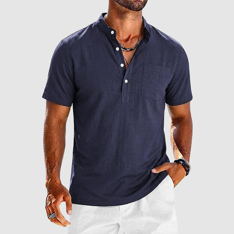 Caleb | Men's Classic Short Sleeve Henley Shirt with Pocket