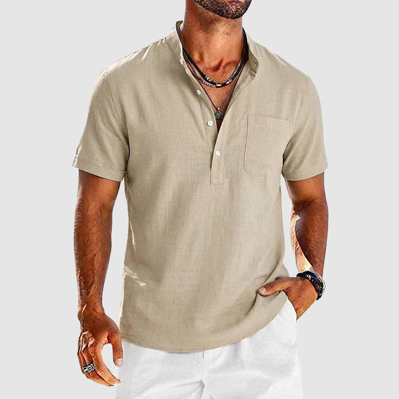 Caleb | Men's Classic Short Sleeve Henley Shirt with Pocket