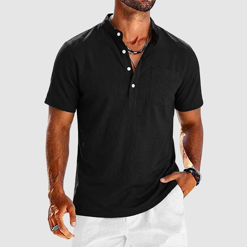 Caleb | Men's Classic Short Sleeve Henley Shirt with Pocket